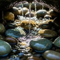 The stones are various shades of gray and brown glistening under sunlight Royalty Free Stock Photo