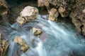 Water Flows Over Rocks Taken By Low Shutter Speed
