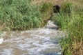 Water flows from the tray