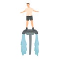 Water flyboard icon cartoon vector. Summer sport