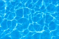 Water footprints in the pool against the background of blue tiles.Water texture