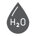 Water formula glyph icon, chemical and water, h2o drop sign, vector graphics, a solid pattern on a white background. Royalty Free Stock Photo