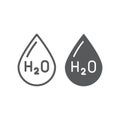 Water formula line and glyph icon, chemical and water, h2o drop sign, vector graphics, a linear pattern on a white Royalty Free Stock Photo