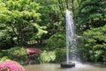 Water fountain flowers plants trees Kenrokuen gardens, Kanazawa, Japan Royalty Free Stock Photo