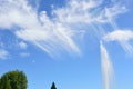Water fountain cirrus clouds blue sky Morrison Park, Americana Blvd, Boise, Idaho