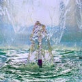 Water Fountain close up, mirror flows ripple. Royalty Free Stock Photo