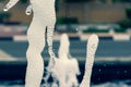 Water fountain close up spray of refreshing, cool, water droplet design in a fountain at a park Royalty Free Stock Photo