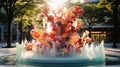 a water fountain with colorful corals