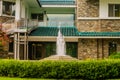 Water fountain in front of building Royalty Free Stock Photo