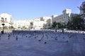 Athens, august 27th: Water Fountain and a lot of Pigeons of Kotzia Square from Athens in Greece