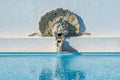 water fountain in the outdoor pool of the N1 air base in Pero Pinheiro