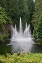 Water fountain in pond, Butchart Gardens, Victoria, BC Royalty Free Stock Photo