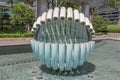 Water fountain sculpture. Public art in Wadakura Fountain Park, Tokyo, Japan