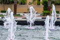 Water fountain spray of refreshing, cool, water droplet design in a fountain at a park Royalty Free Stock Photo