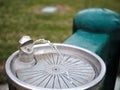 Water coming out of drinking fountain in park. Royalty Free Stock Photo