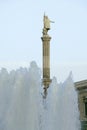 Water fountain and statue of Christopher Columbus at Plaza de ColÃ¯Â¿Â½n in Madrid, Spain