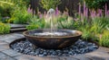 Water Fountain Surrounded by Rocks and Plants Royalty Free Stock Photo