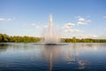 Water fountain at the swan pond in Zwickau