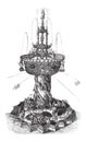 Water Fountain, vintage engraving