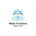 Water Fountains Logo Design Template With Pond. Water splash logotype.
