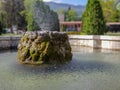 Water fountaint in city park in Skopje with background