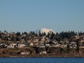 Water front property sitting in between water and Rainier