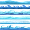 Water game seamless. Surface liquid ocean river waves bubbles underwater vector pattern