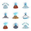 Water geyser logo set, vector illustration