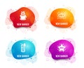 Water glass, Artificial intelligence and Tea cup icons. New star sign. Soda drink, Find data, Coffee mug. Vector