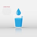 Water glass icon in flat style. Soda glass vector illustration on white isolated background. Liquid water business concept Royalty Free Stock Photo