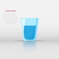 Water glass icon in flat style. Soda glass vector illustration on white isolated background. Liquid water business concept Royalty Free Stock Photo