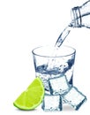 Water in a glass and lime Royalty Free Stock Photo