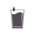 Water glass with liquid and drop vector icon. Beaker tall cup with wave Royalty Free Stock Photo