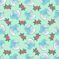 Water Glass & Roses-Garden Tea Party,Seamless Repeat Pattern