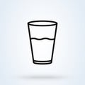 Water glass Simple. line art vector modern icon design illustration