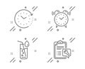 Water glass, Time change and Alarm clock icons set. Spanner sign. Soda drink, Clock, Time. Repair service. Vector Royalty Free Stock Photo