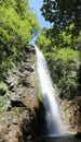 bubbling water of the waterfall n the forest Royalty Free Stock Photo