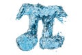 Water Greek letter pi, 3D rendering