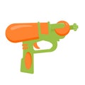 Water gun to play fun games with water splashes at summer, plastic comic toy pistol Royalty Free Stock Photo