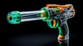Ethereal Transparency: Green And Orange Toy Gun With Precisionist Style Royalty Free Stock Photo
