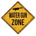 Water gun zone vintage rusty metal sign Royalty Free Stock Photo