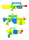 Water guns set. Bright multi-colored children s toys. Isolated object. Flat vector illustration on white background Royalty Free Stock Photo