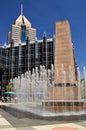 Water gushes at a public fountain in PPG Place