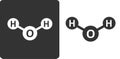 Water H2O molecule, flat icon style. Atoms shown as circles. Royalty Free Stock Photo