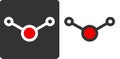 Water H2O molecule, flat icon style. Atoms shown as color-coded circles oxygen - red, hydrogen - grey/white. Royalty Free Stock Photo