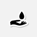 Water in hand sticker icon isolated on white background Royalty Free Stock Photo