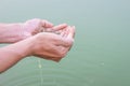 Water hands with drought. Royalty Free Stock Photo