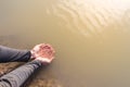 Water hands with drought Royalty Free Stock Photo