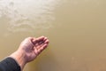 Water hands with drought Royalty Free Stock Photo