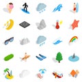 Water hangout icons set, isometric style